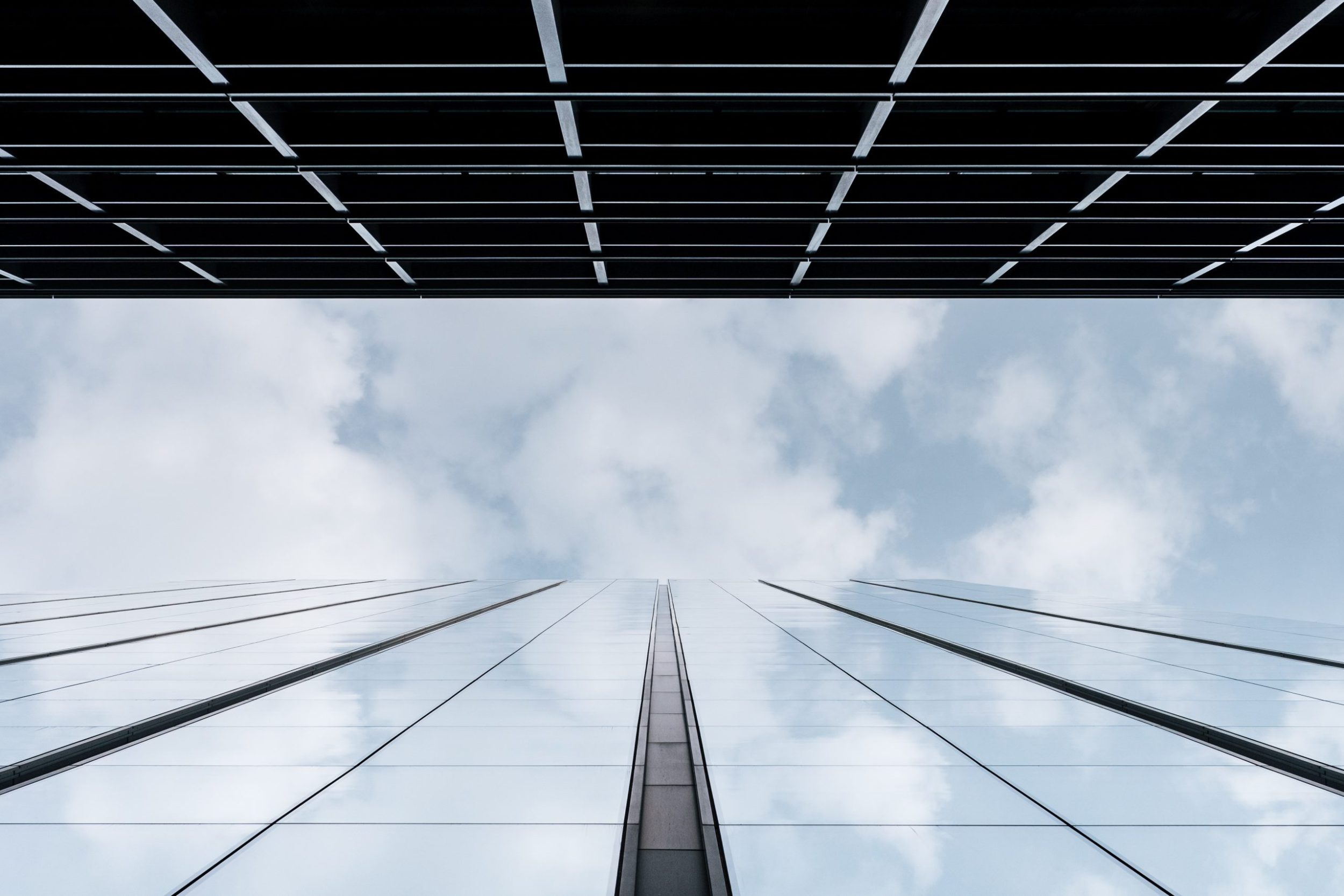 2 buildings looking up at them
