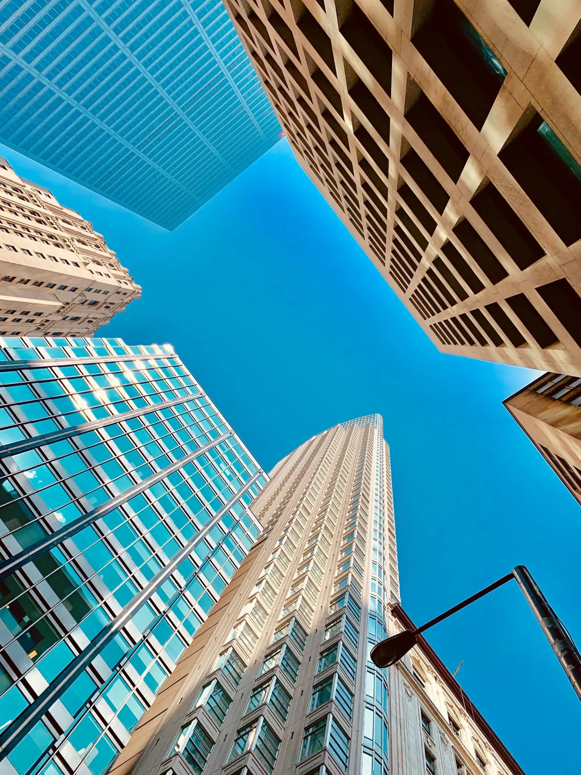 looking at buildings above
